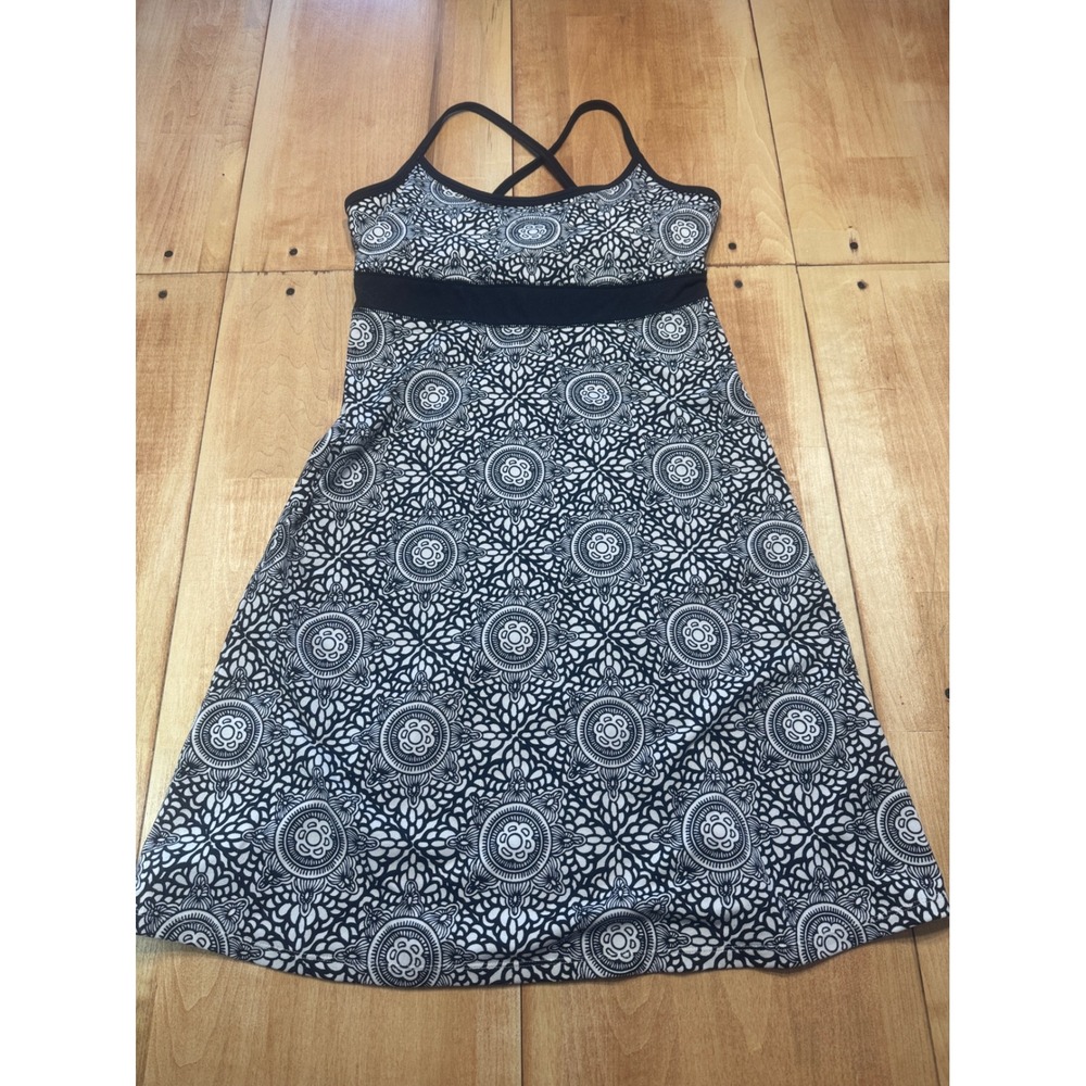 Soybu Womens Black White Geometric Print Crisscross Back Mini Dress Size‎ Small